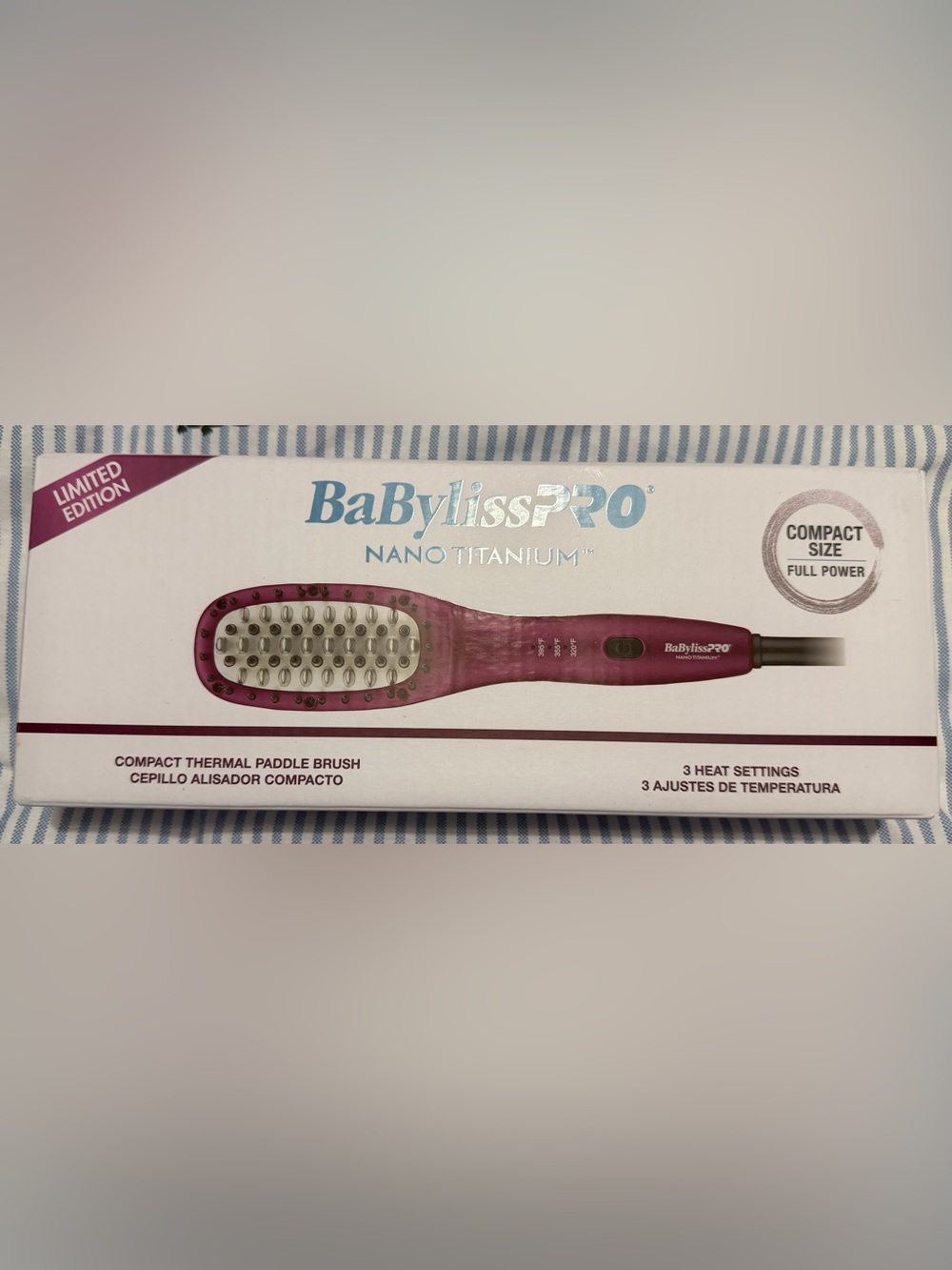 BaByliss Limited Edition Nano Titanium Compact Thermal Paddle Brush - Pink